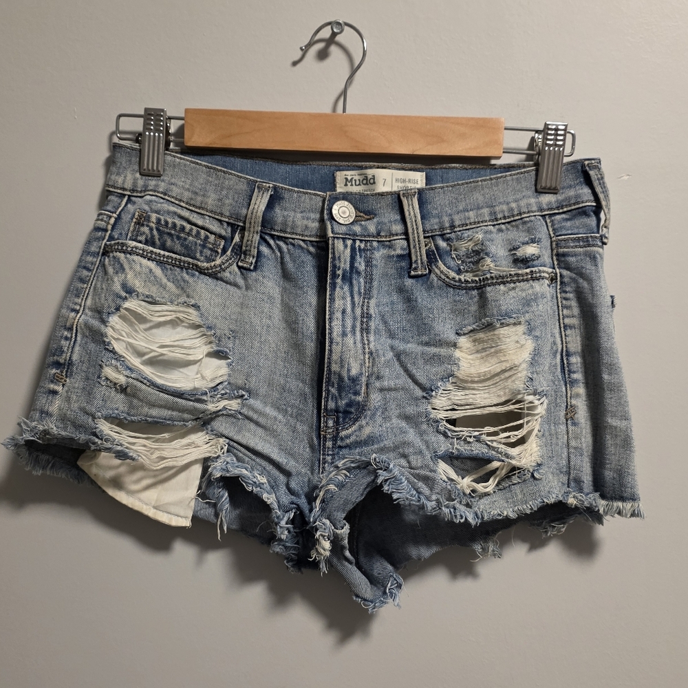 Mudd Light Blue Distressed Jean Shorts